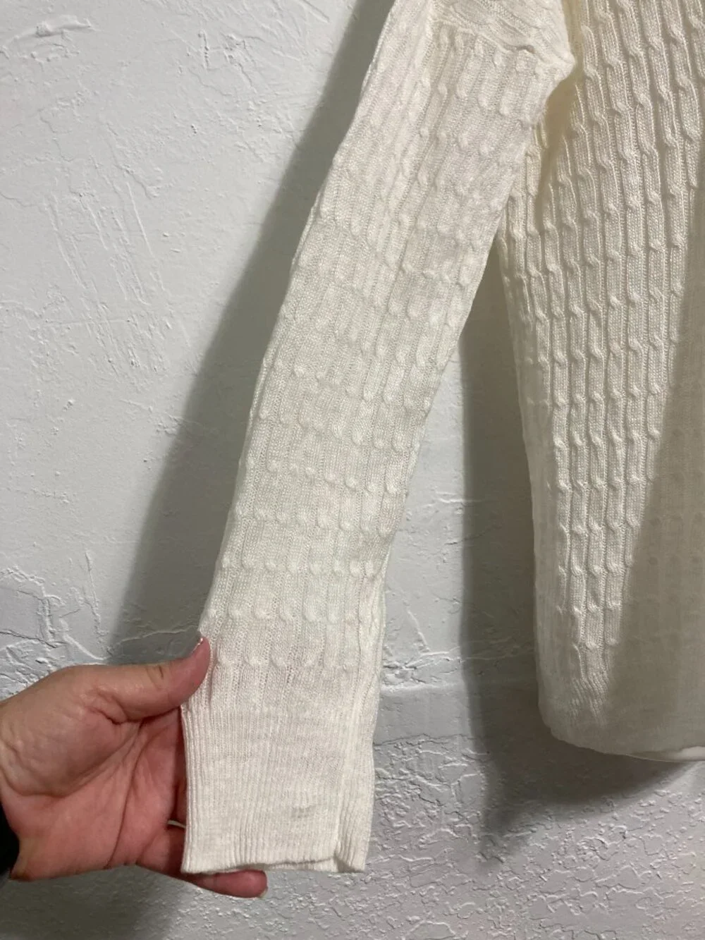 J. Crew Linen Cable Knit Sweater Minimalist Preppy Ivory lightweight Coastal XS